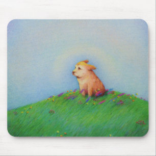 Tapis De Souris Poursuivez le chiot mignon de ciel de ressort de