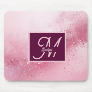 Tapis De Souris Poussière scintillante de marbre abstrait rose fém