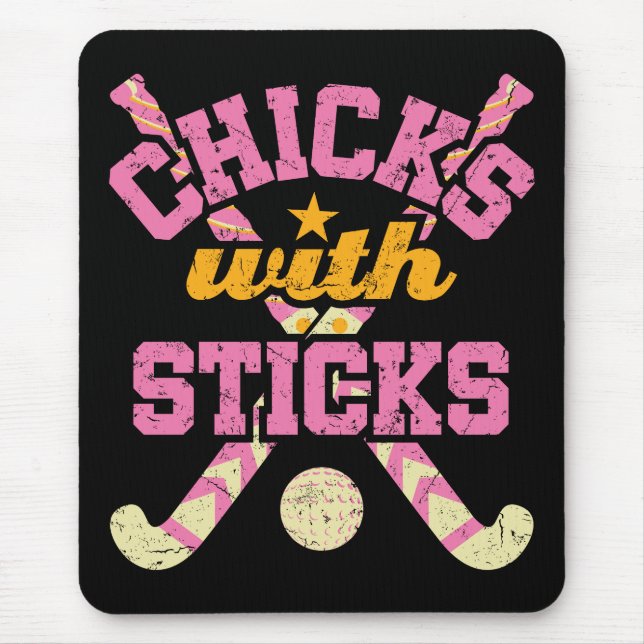 Tapis De Souris Poussins avec bâtons Field Hockey Femmes (Devant)