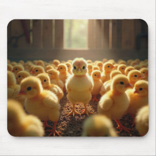Tapis De Souris Poussins Jaunes dans une grange ensoleillée