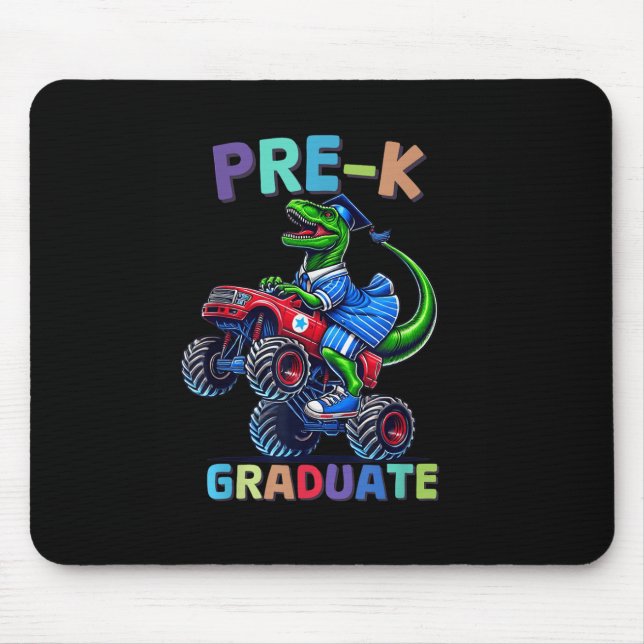 Tapis De Souris Pre-k Graduation Monster Truck Dinosaur Boys Kids  (Devant)