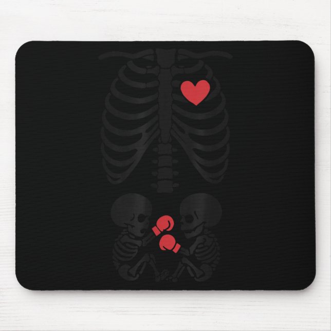 Tapis De Souris Pregnant Skeleton Twin Halloween Skeleton Boxing T (Devant)