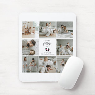 Tapis De Souris Première Fête des pères - Empreintes bébé et Coeur