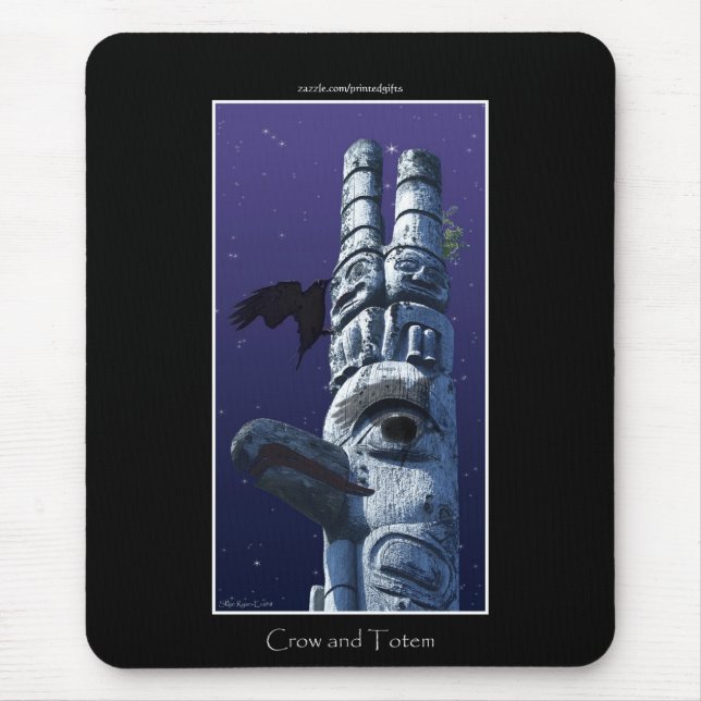 Tapis De Souris Première nation Haida Totem Poteau et Corbeau Mous (Devant)