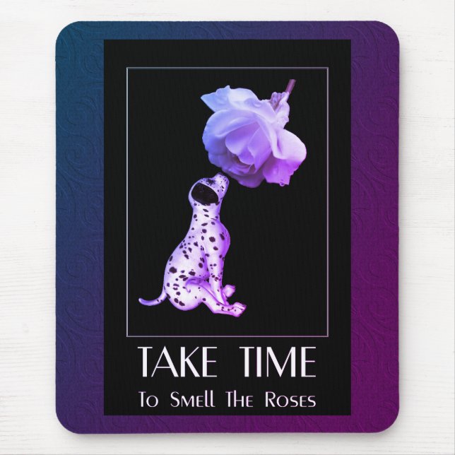 Tapis De Souris Prenez Le Temps Chiot Et Rose Inspiration (Devant)
