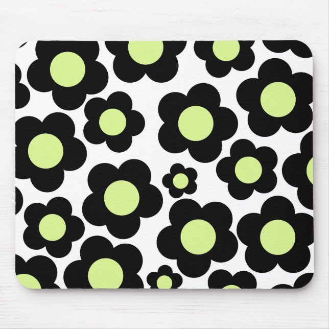 Tapis De Souris Preppy Black Neon vert Hippie Motif (Devant)