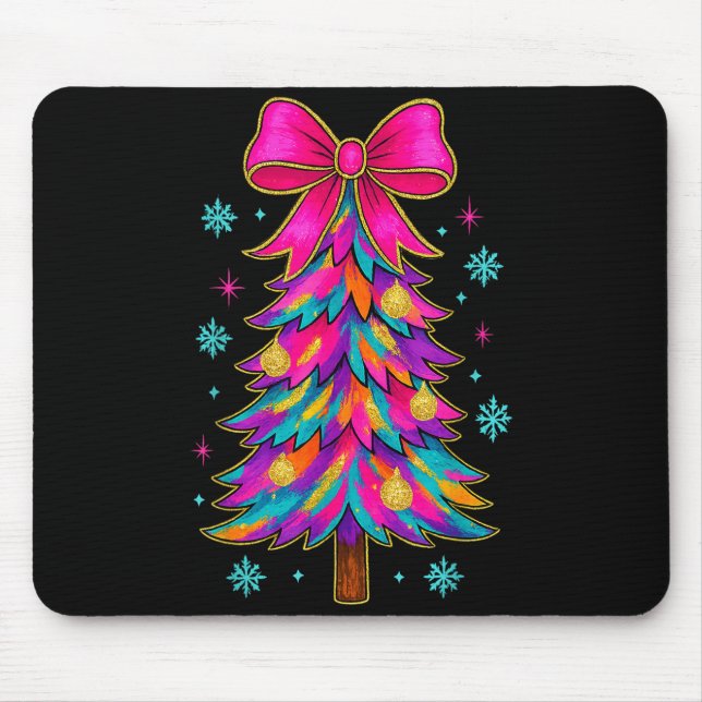 Tapis De Souris Preppy Coquette Tree Christmas Crew 2025 Family Ma (Devant)