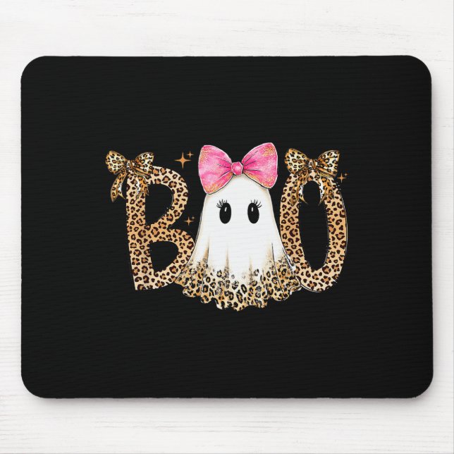 Tapis De Souris Preppy Ghost Boo,leopard Soky Coquette,halloween F (Devant)