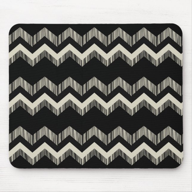 Tapis De Souris Preppy Girl Motif noir et gris Chevron (Devant)