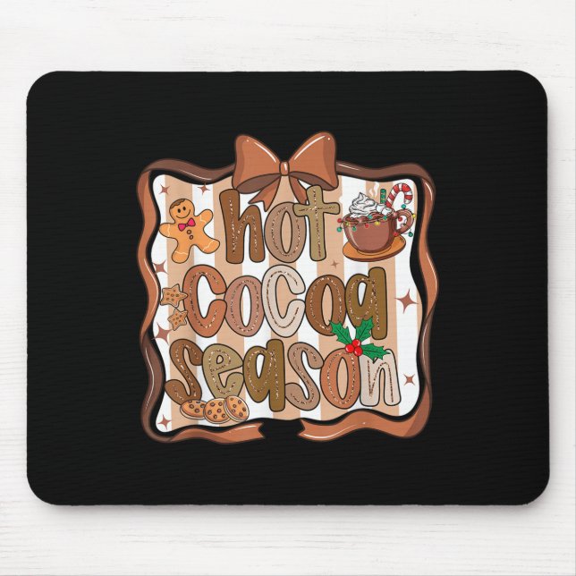Tapis De Souris Preppy Hot Cocoa Season Cookie Gingerbread Bow Xma (Devant)