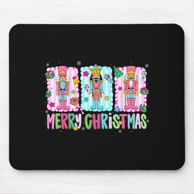 Tapis De Souris Preppy Merry Christmas Cute Nk Nutcracker Girl Wom (Devant)