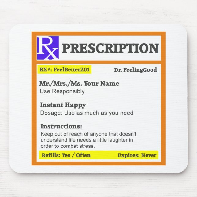 Tapis De Souris Prescription drôle de rx (Devant)