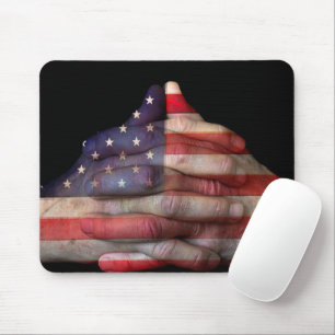 Tapis De Souris Prêter Main Avec Drapeau Américain
