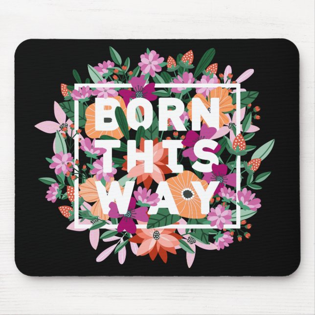 Tapis De Souris Pride lesbienne rose blanche orange florale (Devant)