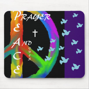 TAPIS DE SOURIS PRIEZ LA PAIX ET LES DOVES