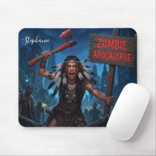 Tapis De Souris Princesse amérindienne dans l'apocalypse zombie