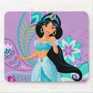 Tapis De Souris Princesse Jasmine avec plumes et fleurs