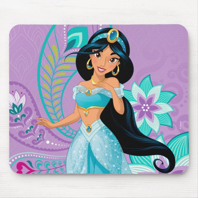 Tapis De Souris Princesse Jasmine avec plumes et fleurs (Devant)