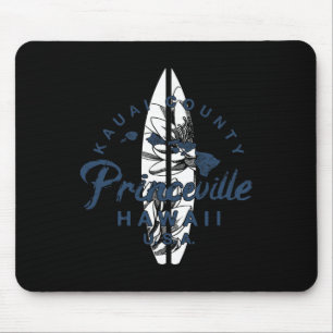Tapis De Souris Princeville Kauai Hawaïen Surf Vintage Hawaï 