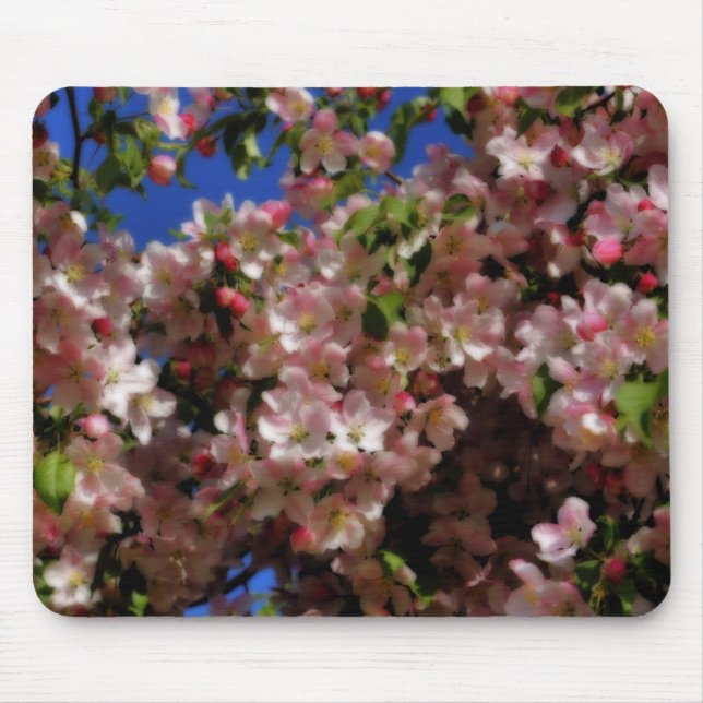 Tapis De Souris Printemps rose fleurit Art Floral (Devant)