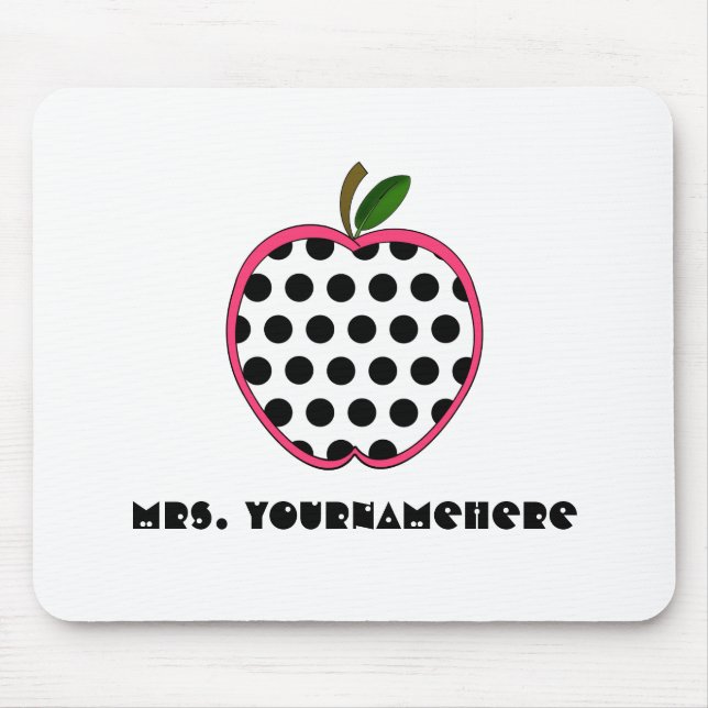 Tapis De Souris Professeur d'Apple de point de polka (Devant)