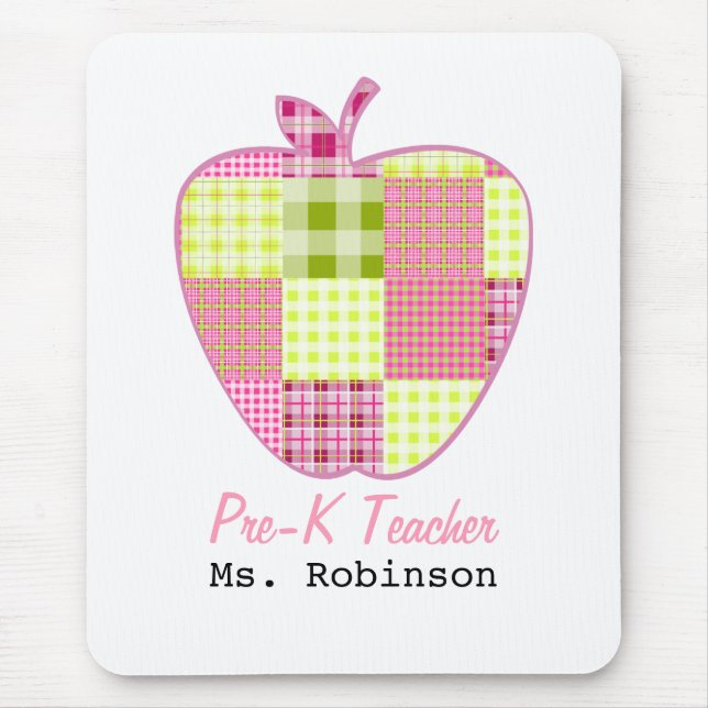 Tapis De Souris Professeur d'Apple Pre-K de plaid (Devant)