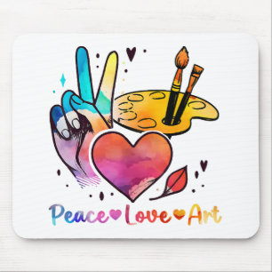 Tapis De Souris Professeur D'Art Peace Love Art Pour Artistes Et P