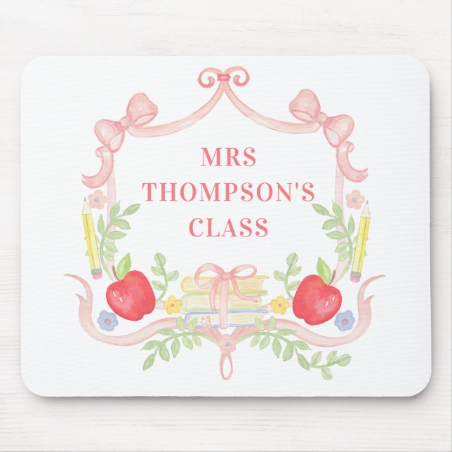 Tapis De Souris Professeur personnalisé | Crest de classe (Devant)