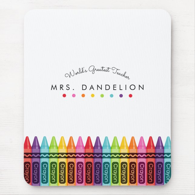 Tapis De Souris Professeur personnalisé Rainbow Crayons (Devant)