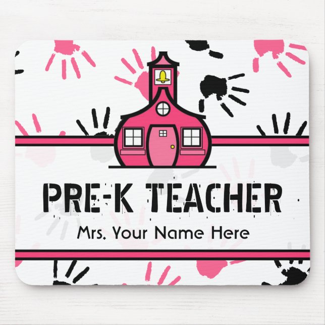 Tapis De Souris Professeur rose et noir Mousepad de Handprints (Devant)