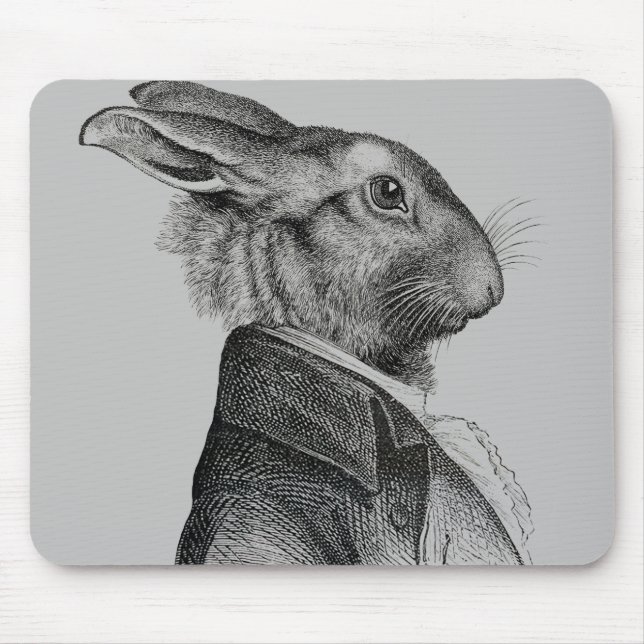 Tapis De Souris Profil de portrait de lapin (Devant)