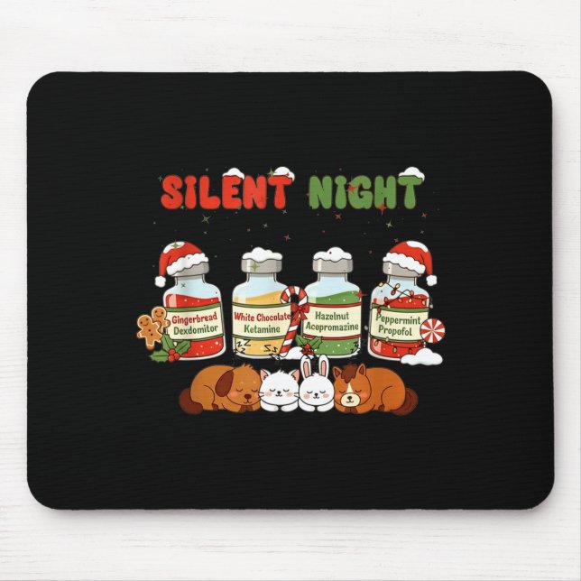 Tapis De Souris Profol Silent Night Funny Vet Tech Christmas  (Devant)