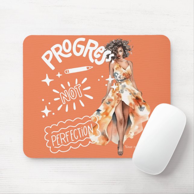 Tapis De Souris Progrès pas perfection élégante femme d'affaires (Avec souris)