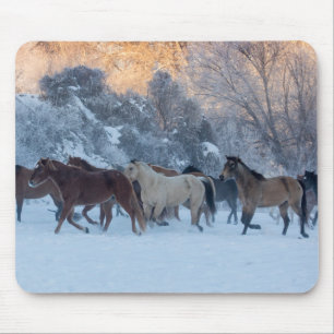 Tapis De Souris Promenade à cheval en hiver sur Hideout Ranch