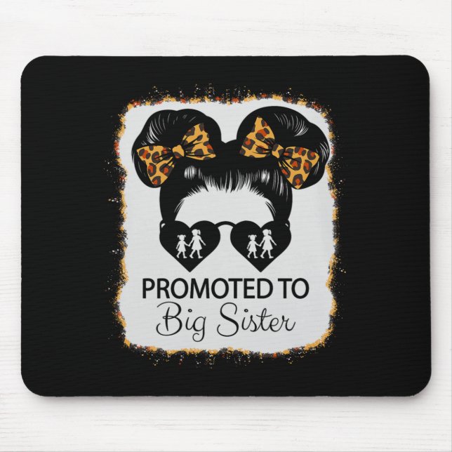 Tapis De Souris Promoted To Big Sister Leopard Girl Baby Announcem (Devant)