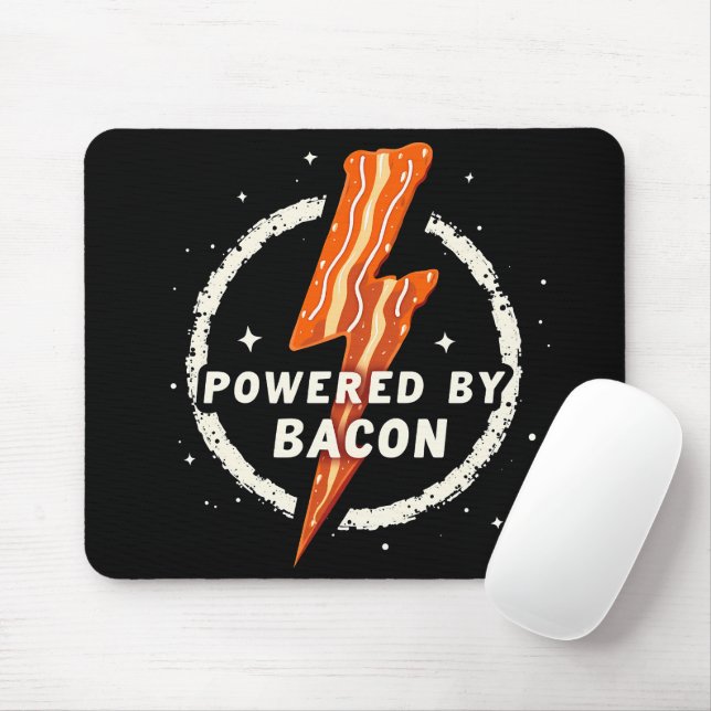 Tapis De Souris Propulsé par Bacon Funny Retro Fodie esthétique (Avec souris)