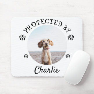 Tapis De Souris Protected By Dog Photo Paw Print Design