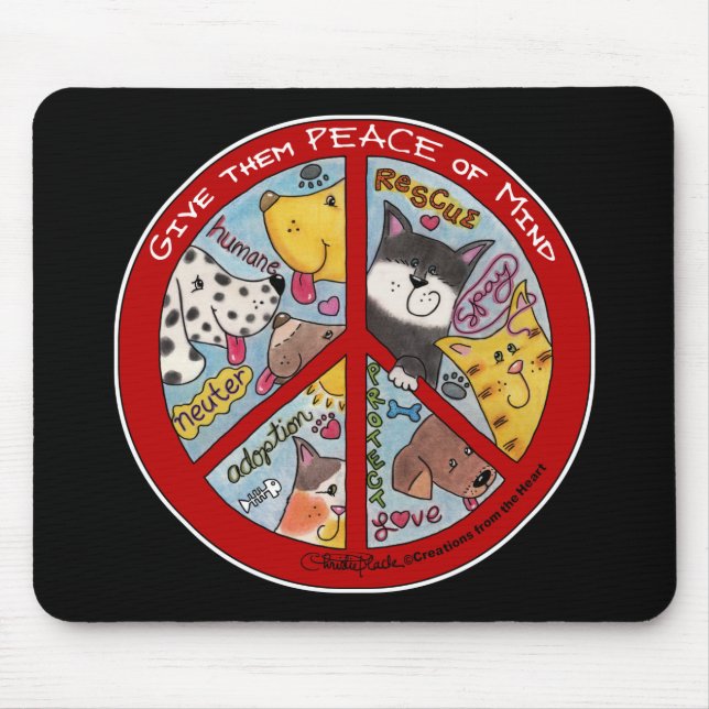Tapis De Souris Protection des animaux des signes de la paix (Devant)