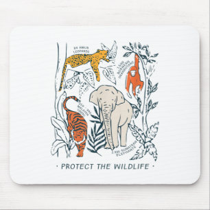 Tapis De Souris Protéger La Faune Carte Botanique Chemise Endange