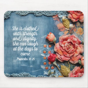 Tapis de souris Proverbes 31:25 Verset biblique in