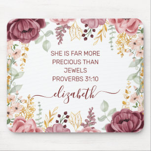 Tapis De Souris Proverbes 31 Élégante écriture de fleur rose past