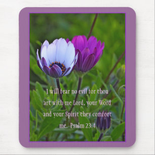Tapis De Souris Psaume 23:4 Fleurs violettes Mousepad
