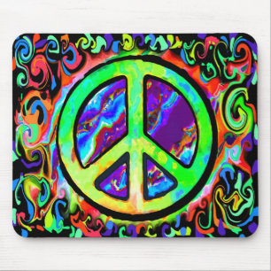 Tapis De Souris Psychédélic peace sign