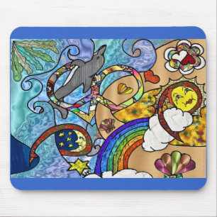 Tapis De Souris Psychédélique des années 60 rétro à la plage Vêtem