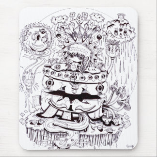 Tapis De Souris Psychédélique noir et blanc