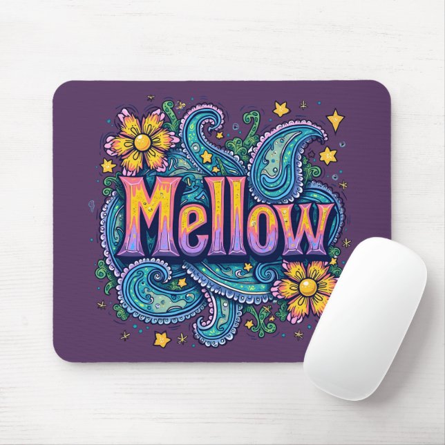 Tapis De Souris Psychédélique Super "Mellow" Retro Hippie Art (Avec souris)
