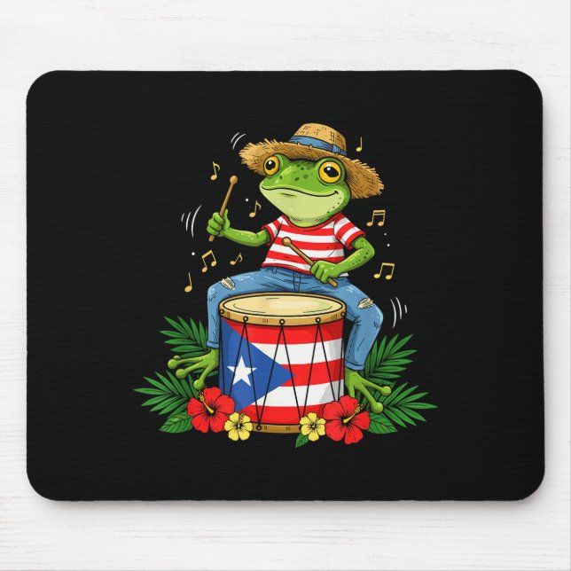 Tapis De Souris Puerto Rican Flag Coqui Frog Puerto Rico Hispanic  (Devant)