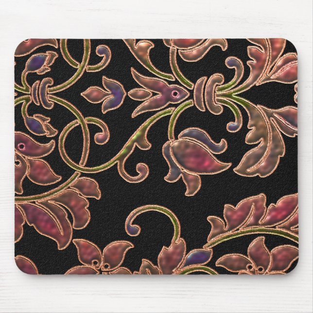 Tapis De Souris Puffy Look Damask sur Black (Devant)