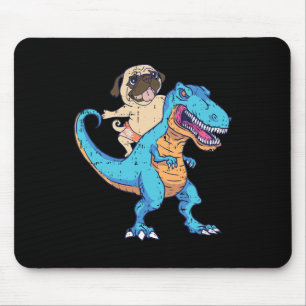 Tapis De Souris Pug montant un T-rex surfant un dinosaure amateur 