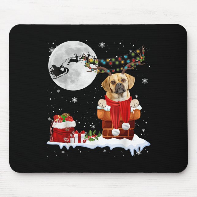 Tapis De Souris Puggle Dog Chimney Ugly Christmas Lights Xmas Paja (Devant)